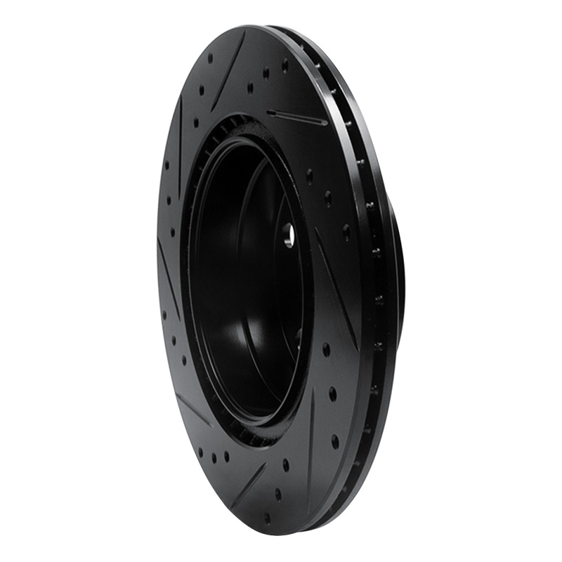 BMW 320I Brake Rotor (1) - Rear Right - R1 Concepts - Drilled & Slotted - Black - `06-`21